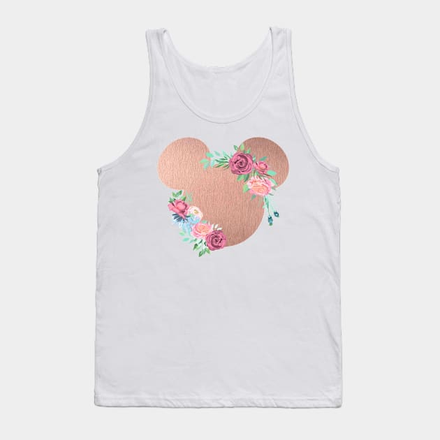 Rose Gold Floral Mouse Tank Top by MelissaJoyCreative